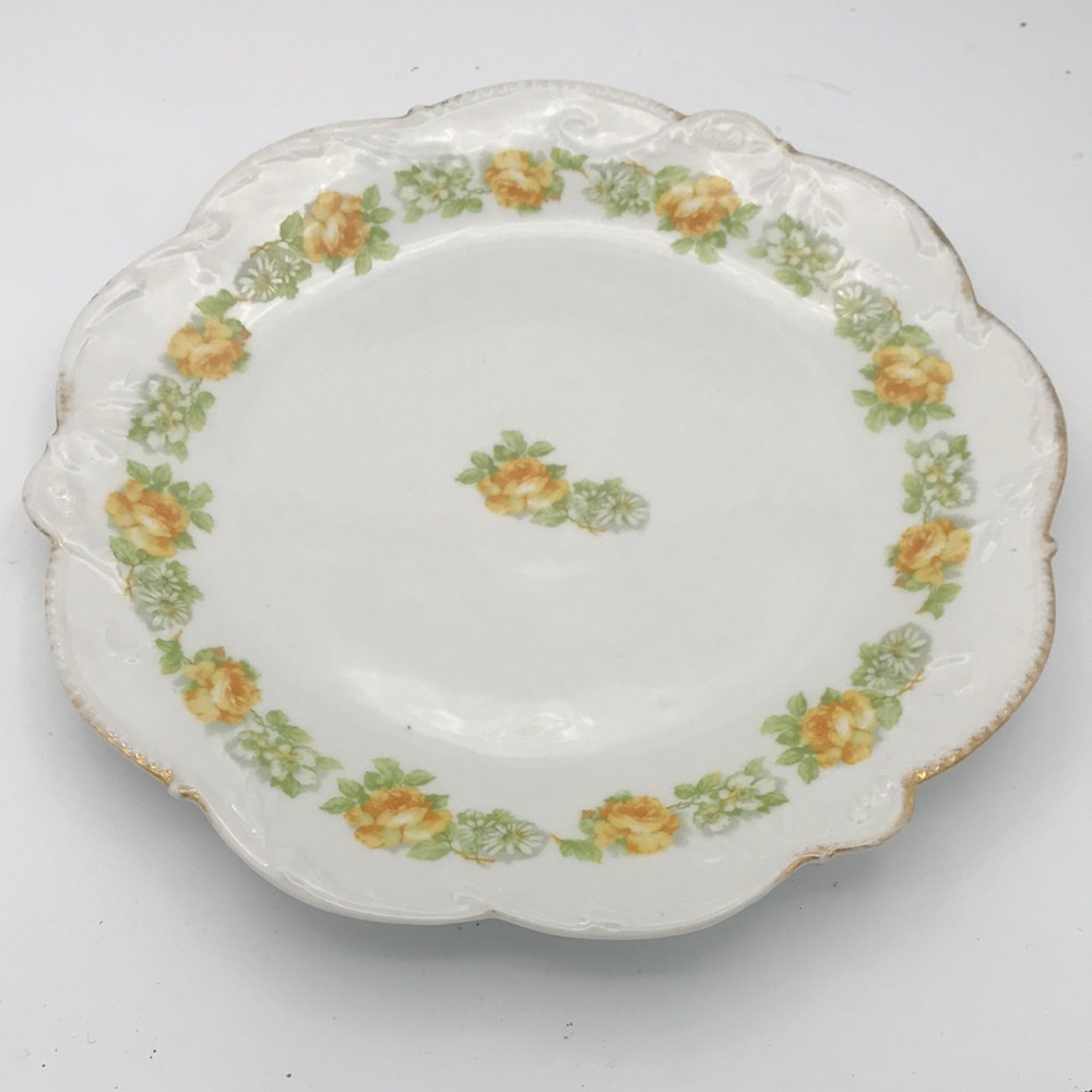 Vintage Limoges Coronet 12" Round Platter‎ with Yellow Roses